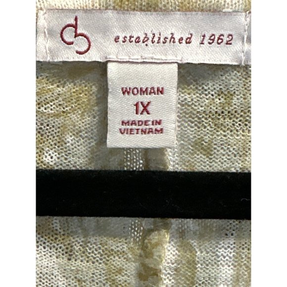 Dressbarn Woman size 1X beige print rhinestone embellished long sleeve top - Picture 4 of 7